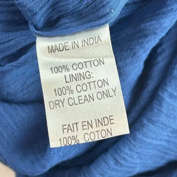 Trina Turk Blue Embroidered Boho Cotton Lined Floral Tunic Dress Size 6 NEW - Picture 5 of 15